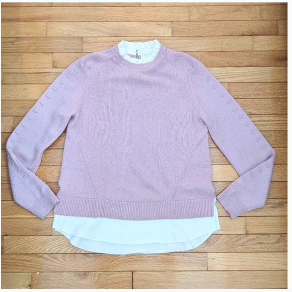 Ted Baker Lissiah Bobble Sleeve Mockable light pink white layered Sweater size 3 - Picture 5 of 13